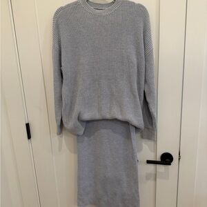 Cozy Ice Blue Knit Sweater and Skirt Set